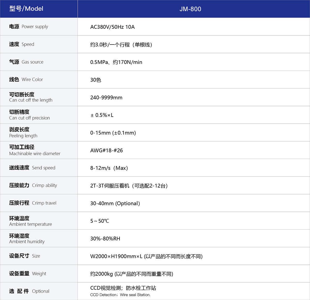 新能源汽車線束處理設備端子機技術參數